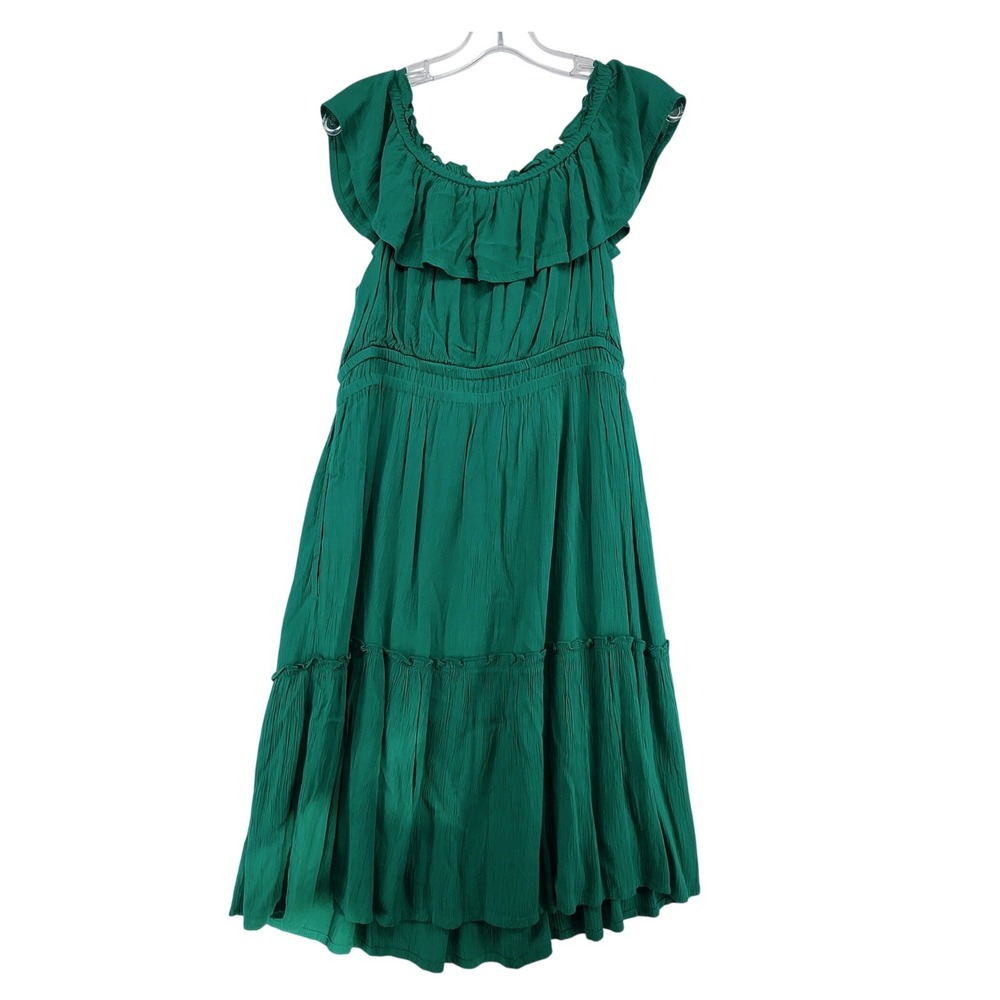 Tommy Bahama S Green Caicos Crinkle OTS Dress Boho Coastal Tropical Beach Summer